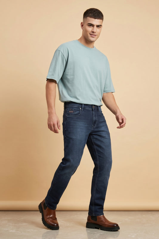 Men's Deep Blue Straight Fit Jeans