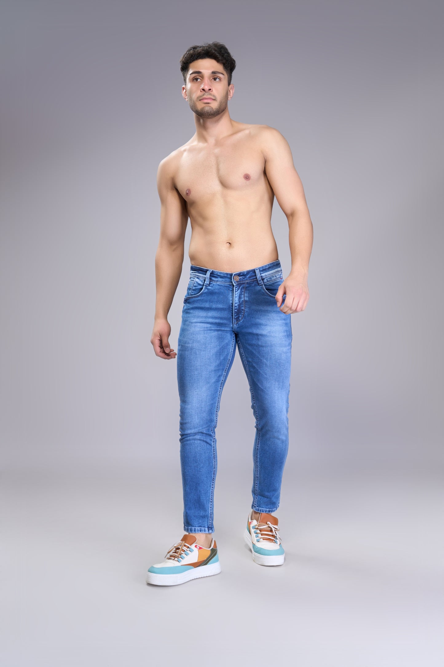 Men's Blue Slim Fit Ankle Jeans