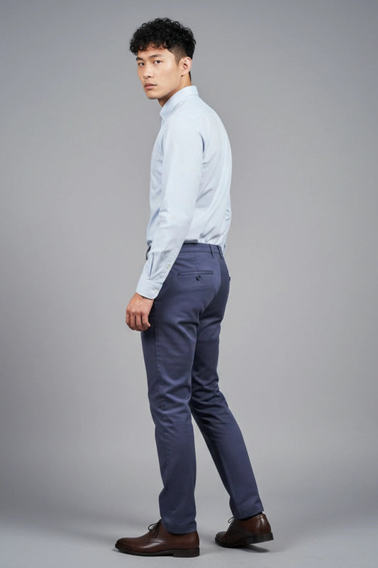 Men's Soft Blue Cotton Pants for a Relaxed Fit PointerJeans