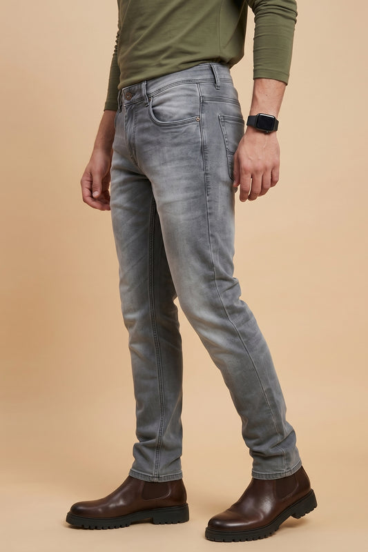 Mens Smoke Grey Slim Fit Jeans – front product view