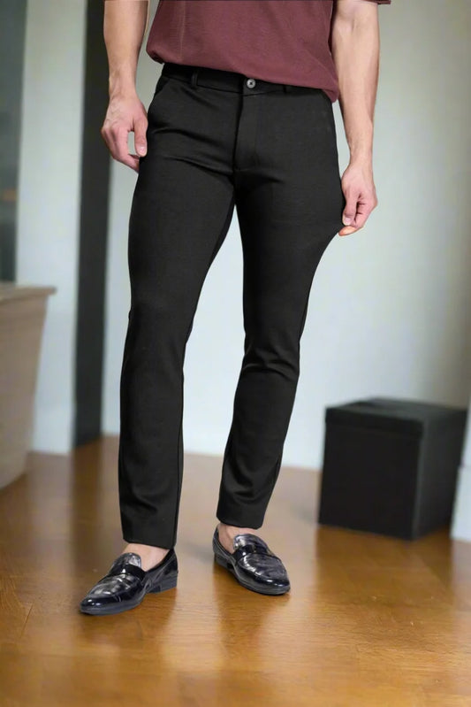 Charcoal grey stretch pants for men with modern flexible fit