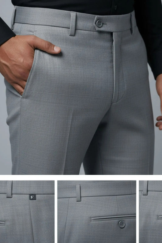 Grey Formal Pants for Men With Dark Texture