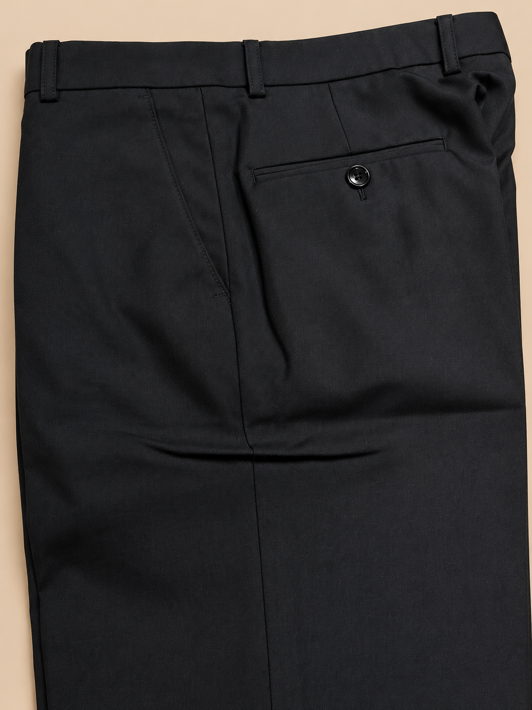 Black formal pants 4462-D – waistband and rear pocket detail