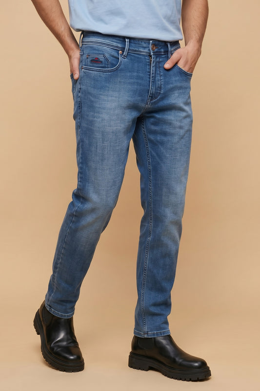 Men's Classic Blue Straight Fit Jeans – front product view