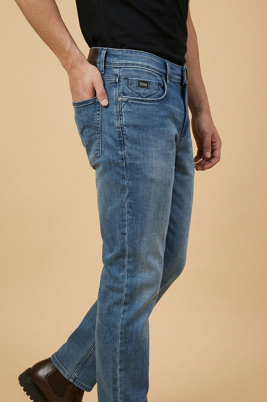 Men's Vintage Blue Straight Fit Denim