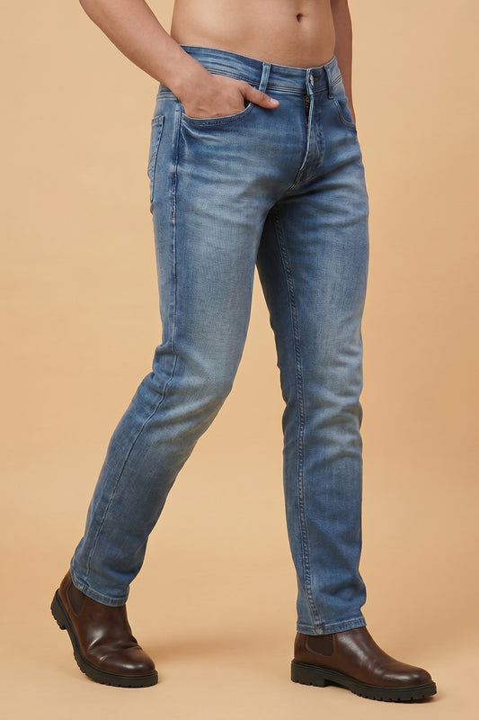 Mens Fade Blue Slim Fit Jeans – front product view