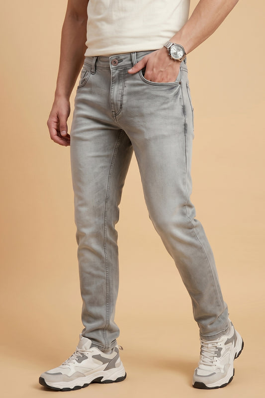 Men Light Grey Slim Fit Stretchable Jeans