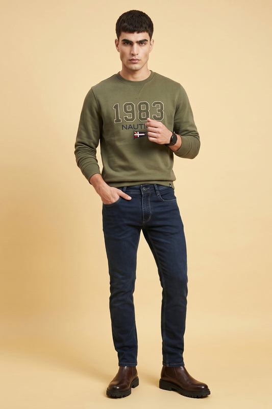 Men Dark Blue Slim Fit Stretchable Jeans – front product view