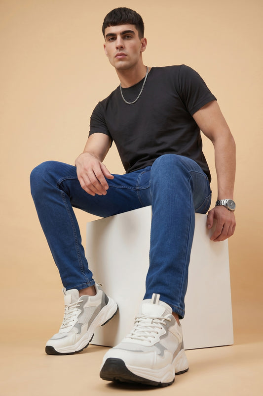 Men Blue Slim Fit Stretchable Jeans – front product view