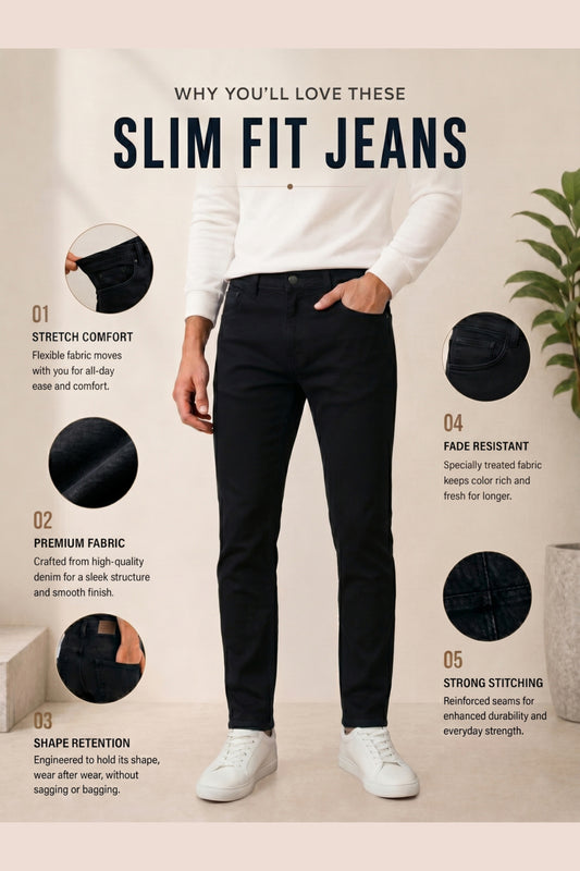 Men black Slim Fit Mid-Rise Stretchable Jeans