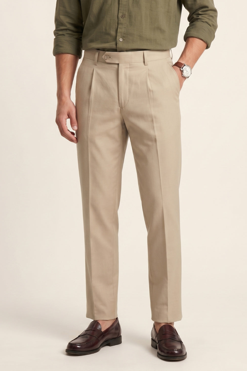 Men cream Slim Fit Formal Pants