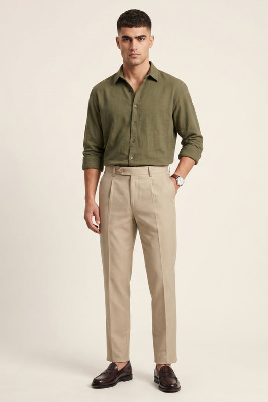 Men cream Slim Fit Formal Pants