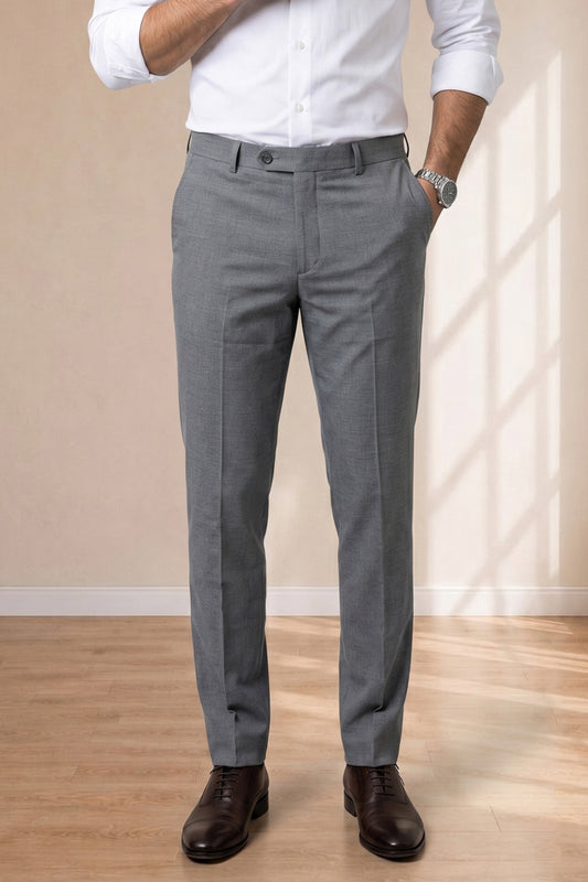 Dark Grey Formal Pants for Men – Premium Wool-Blend Fit