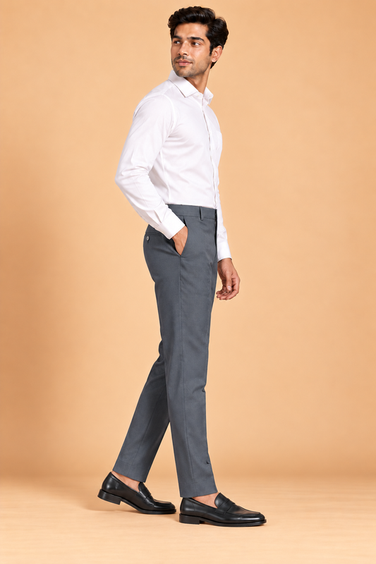 Steel grey slim fit formal pants for men 4435-C – side view