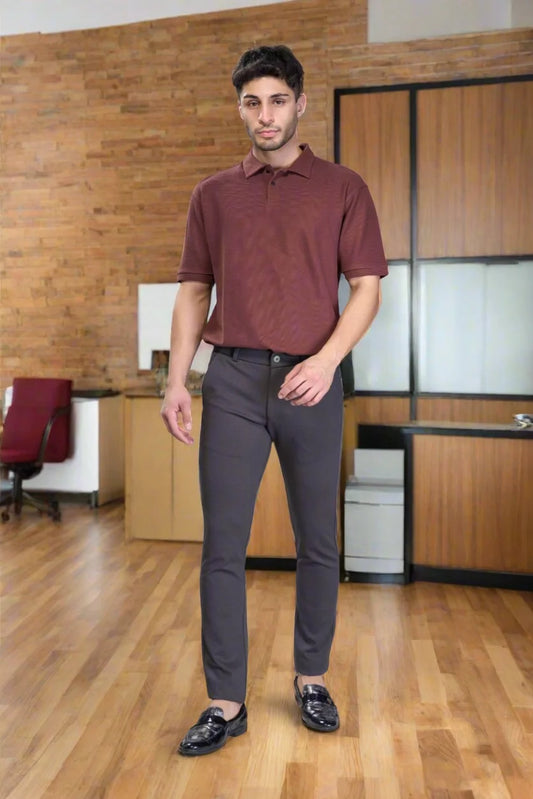 Storm Grey stretch pants for men with flexible four-way movement