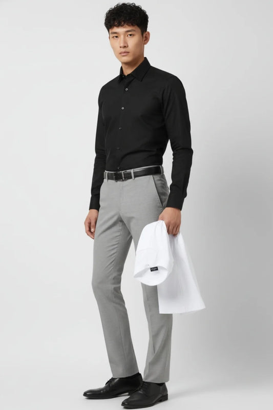 Tailored grey menswear trousers ideal for business dressing