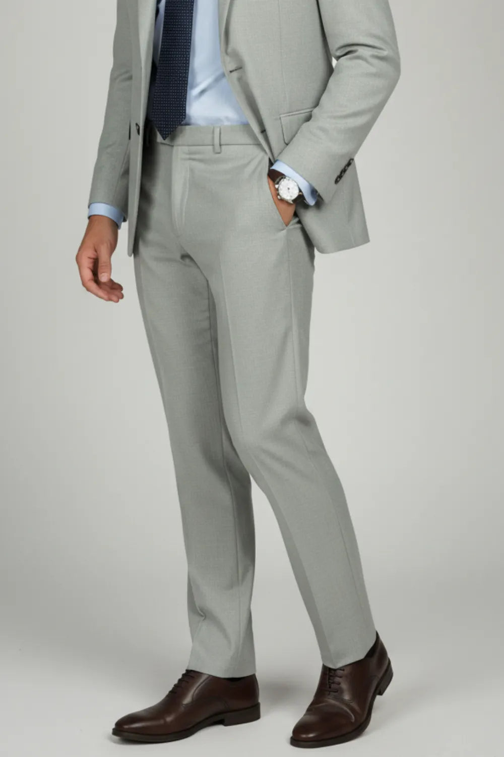 White Formal Pants with Grey Texture for Men