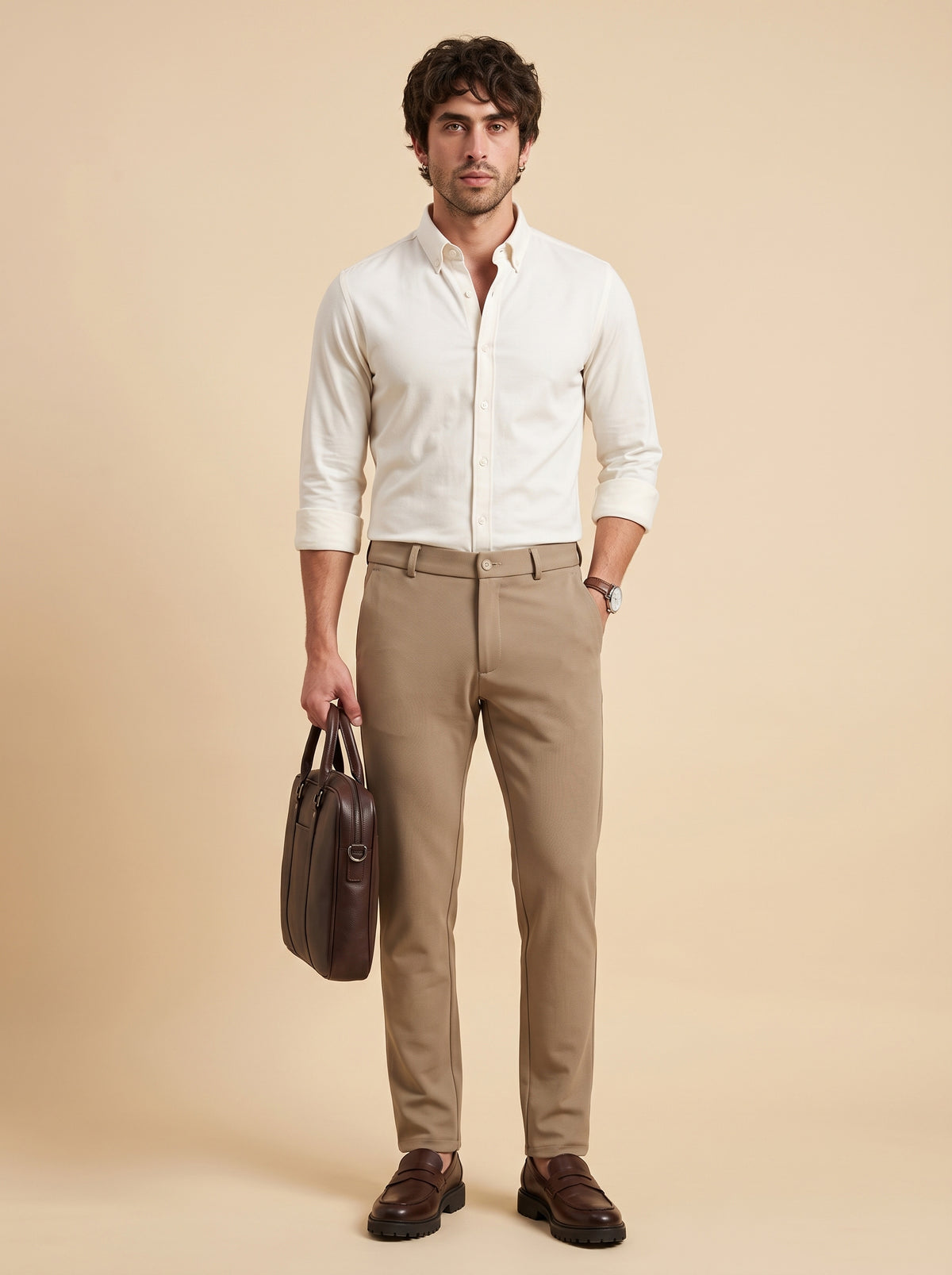 Taupe Brown Makhan Pants for Men - 1