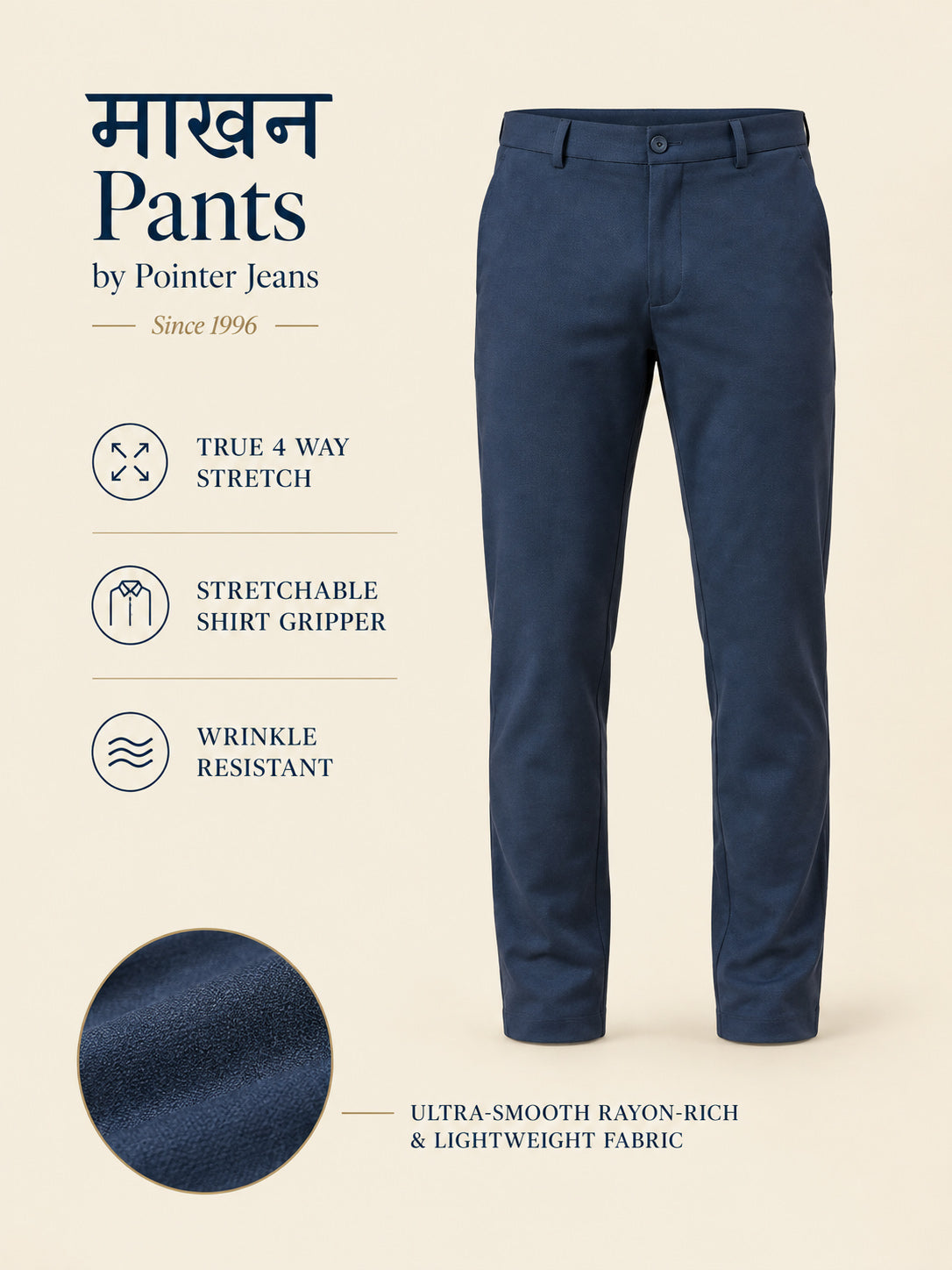Navy Blue Makhan Pants for Men - 2
