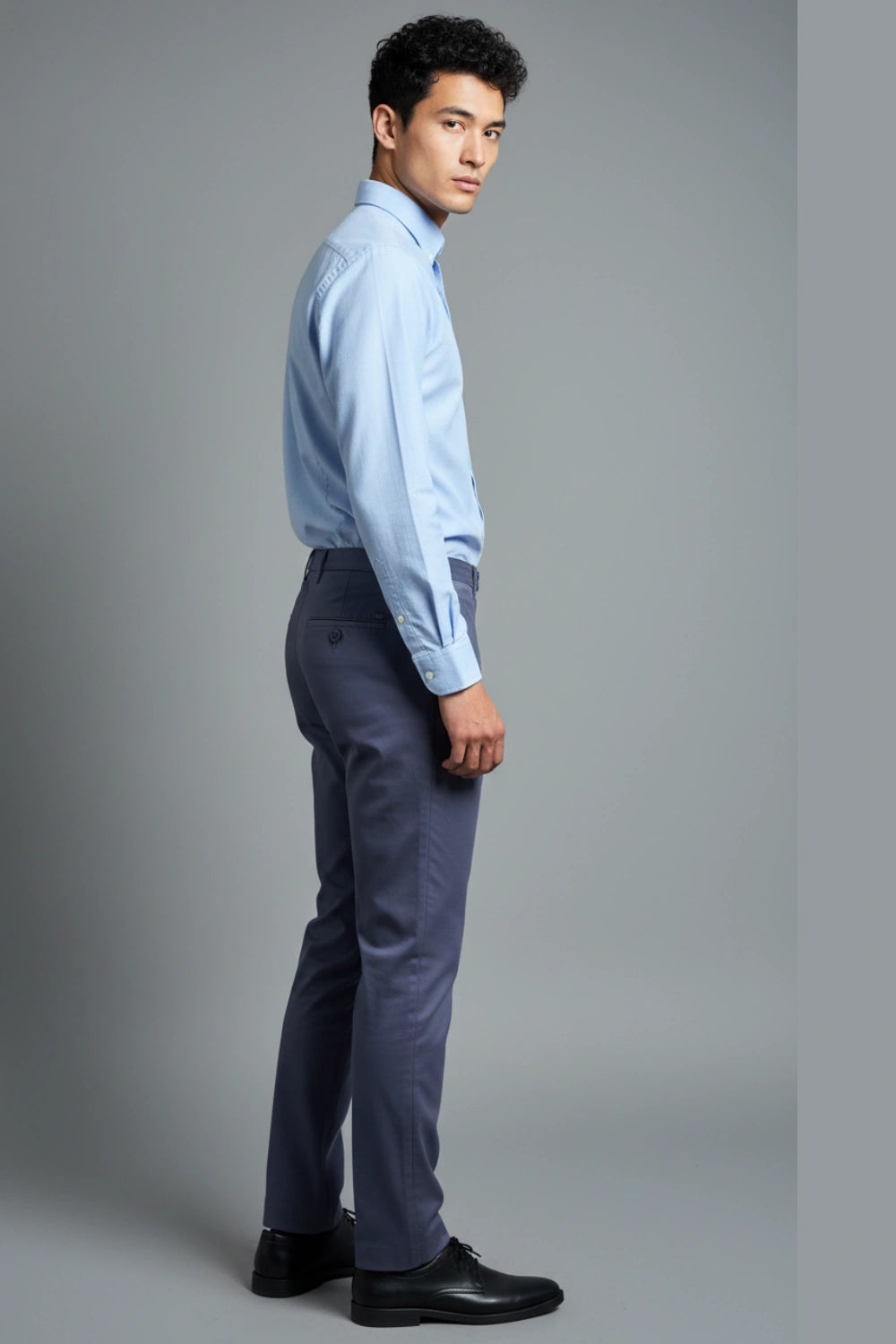 Men's Soft Blue Cotton Pants for a Relaxed Fit PointerJeans