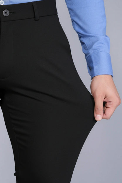 Jet Black Stretch Pants for Men PointerJeans
