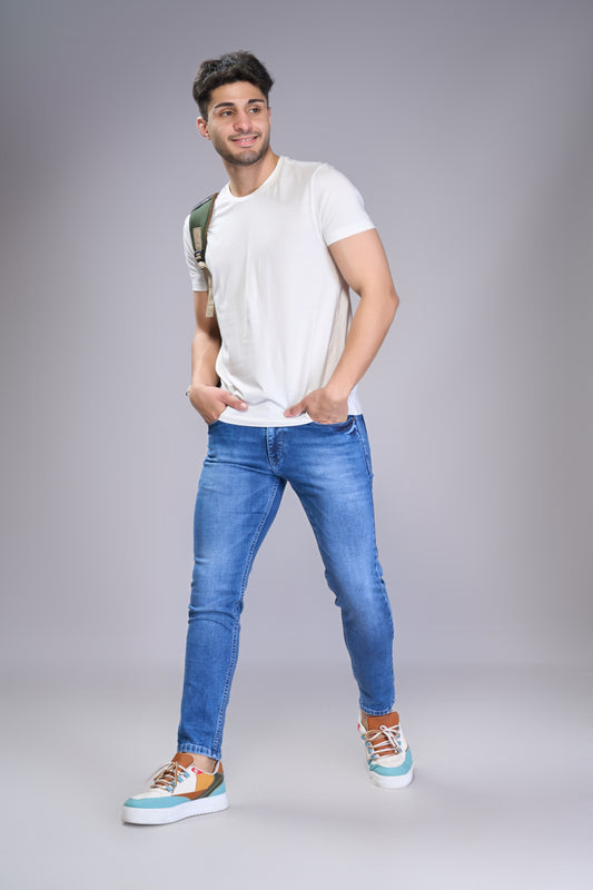 Men's Blue Slim Fit Ankle Jeans