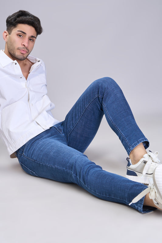 Men's Midnight Blue Slim Fit Ankle Jeans