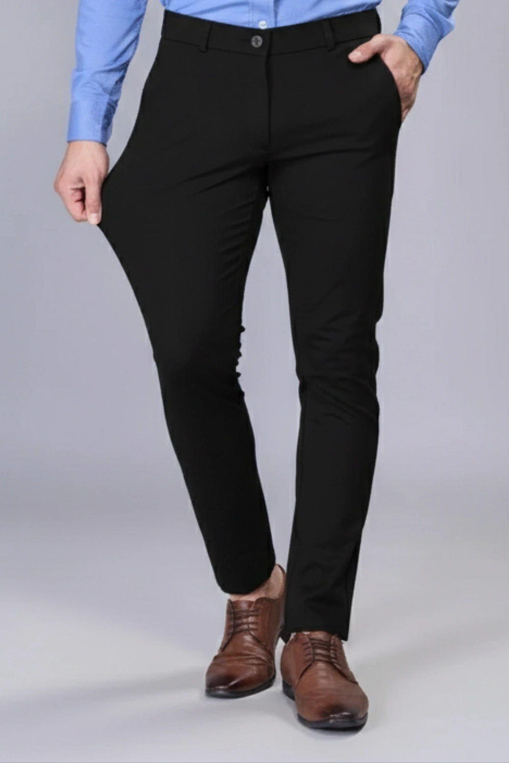 Jet Black Stretch Pants for Men PointerJeans