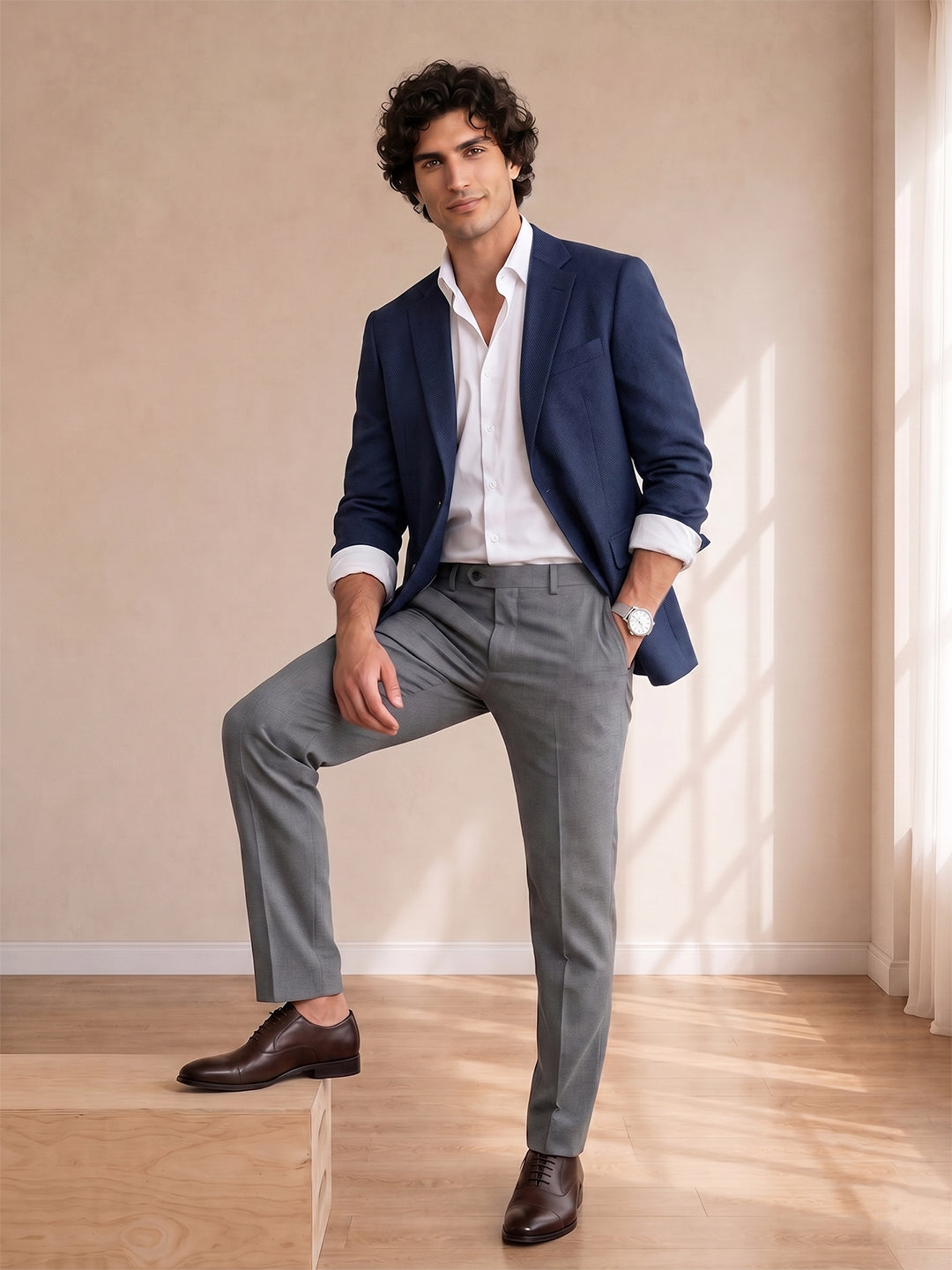 Grey Formal Pants for Men With Dark Texture