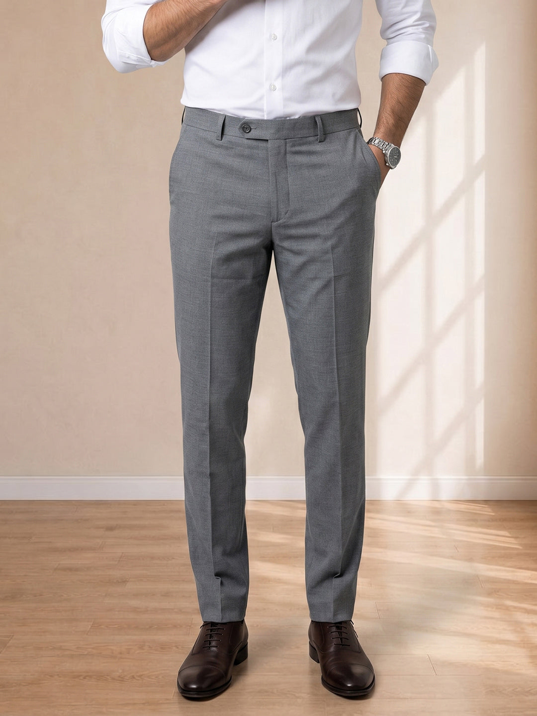 Grey Formal Pants for Men With Dark Texture