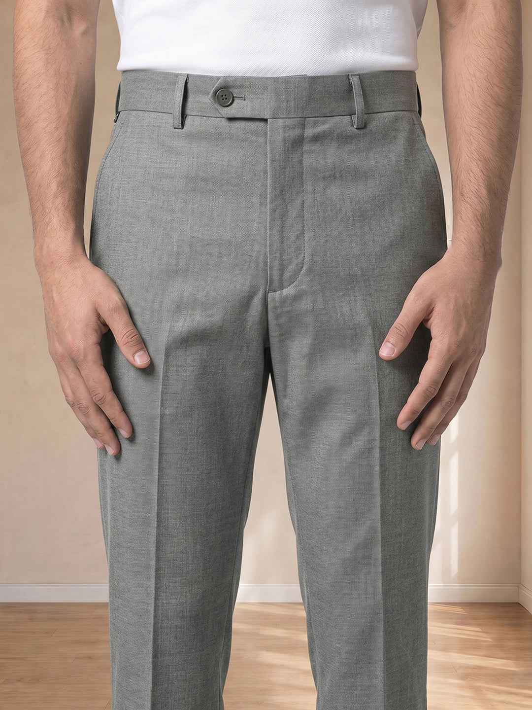 Grey Formal Pants for Men With Dark Texture