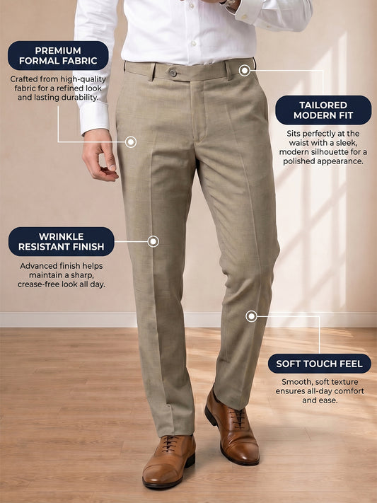 Light Brown Formal Pants for Men