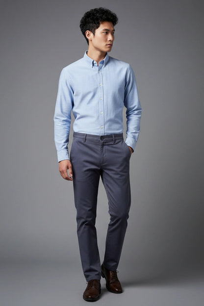 Men's Soft Blue Cotton Pants for a Relaxed Fit PointerJeans