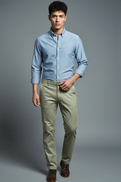Men's Olive Light Green Cotton Pants PointerJeans