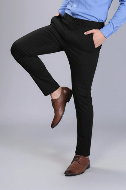 Jet Black Stretch Pants for Men PointerJeans