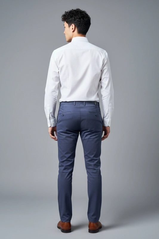 Men's Soft Blue Cotton Pants for a Relaxed Fit PointerJeans