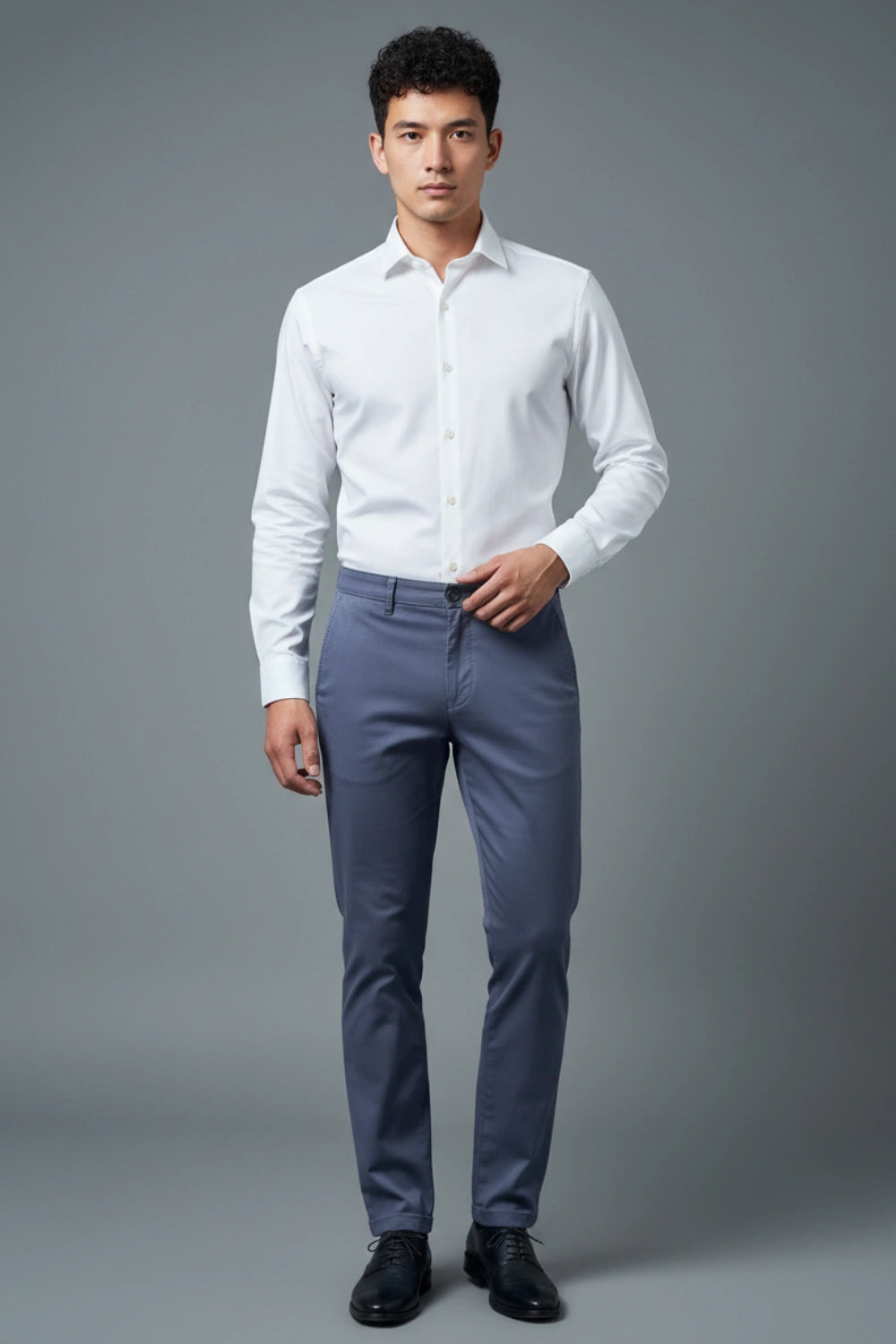 Men's Soft Blue Cotton Pants for a Relaxed Fit PointerJeans