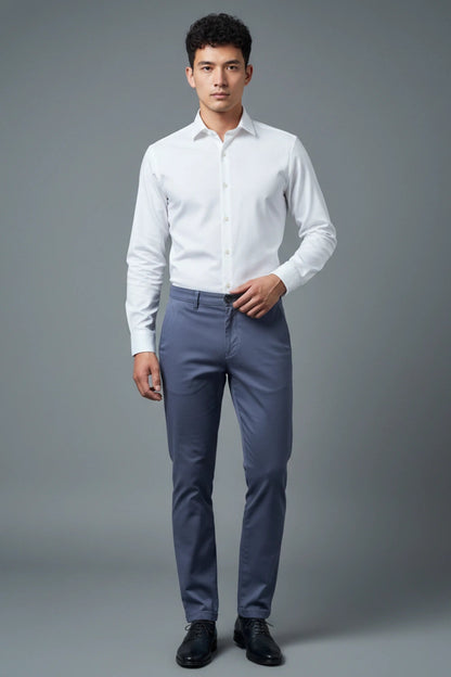 Men's Soft Blue Cotton Pants for a Relaxed Fit PointerJeans