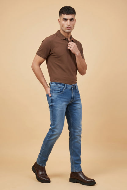 Mens Crystal Blue Slim  Fit Jeans