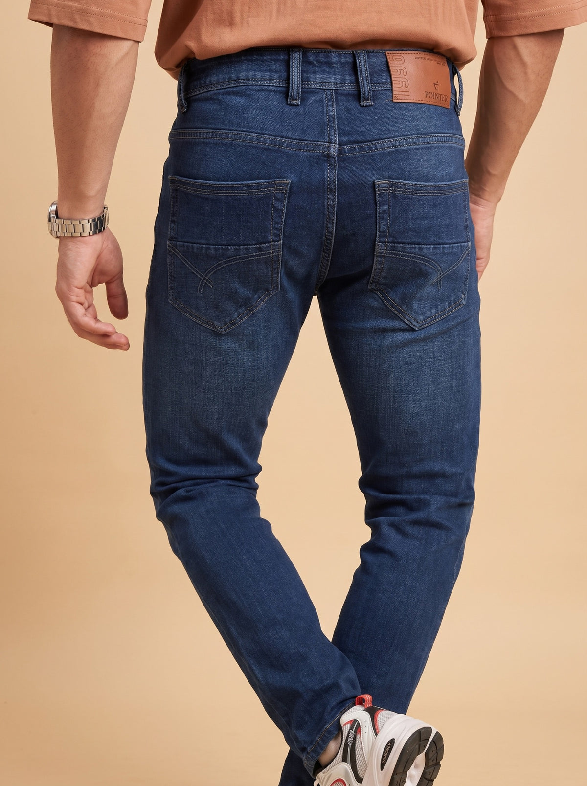 Deep blue jeans back fit and pocket view