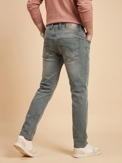 Men's sage grey slim fit jeans back view