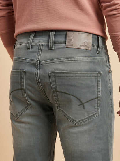 Sage grey slim fit jeans side detail