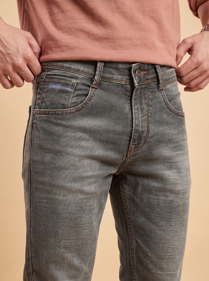Charcoal grey jeans rear fit detail