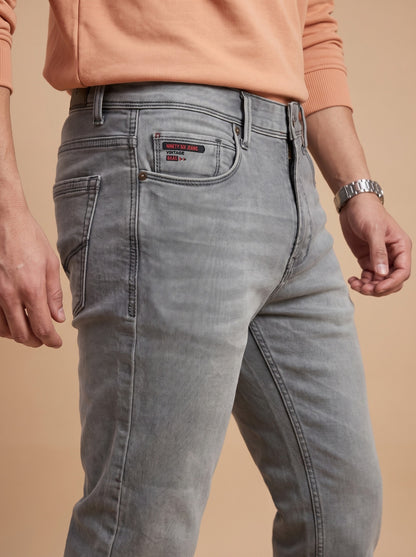 Light grey jeans pocket and wash detail