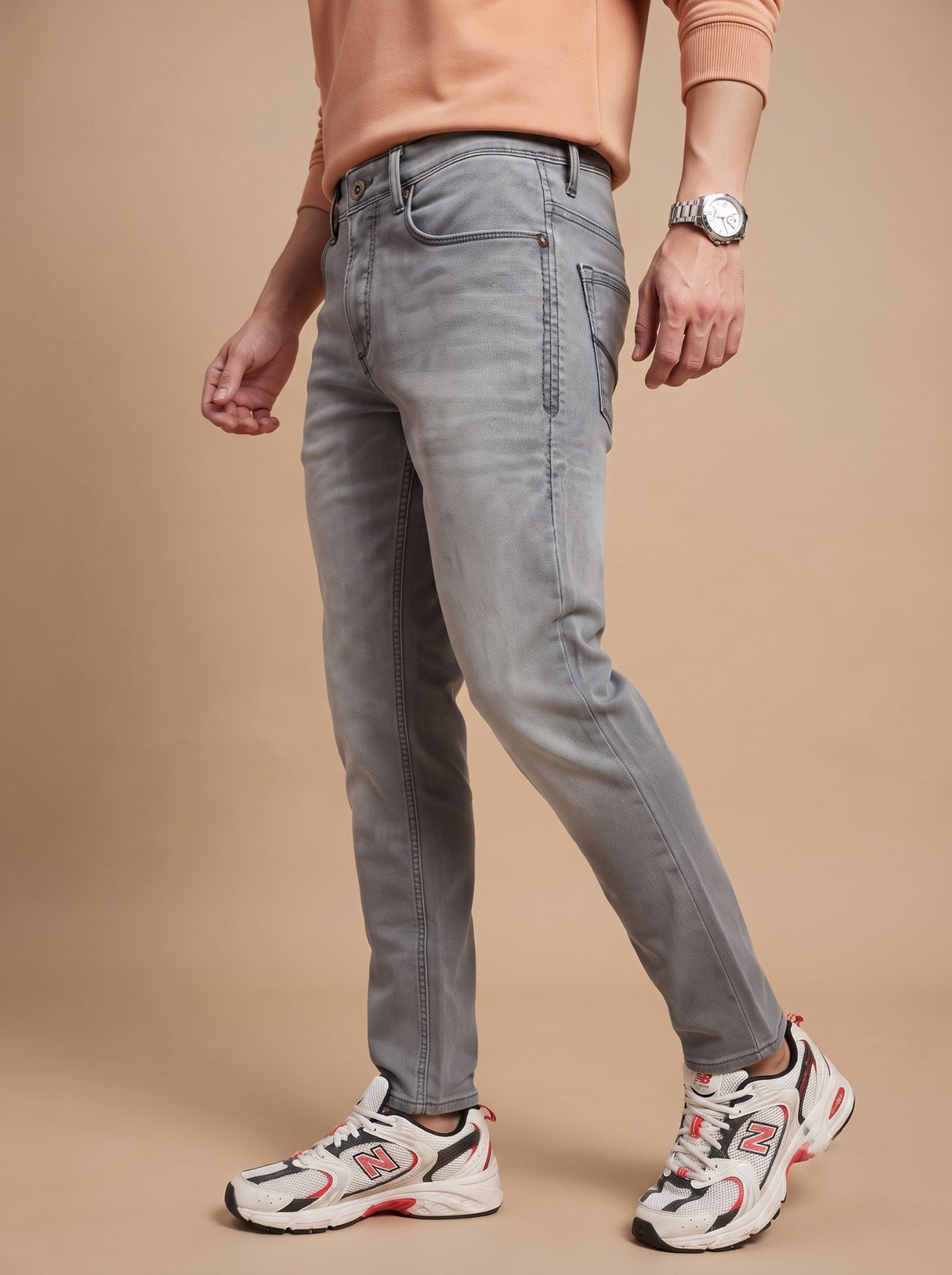 Men's light grey jeans side fit