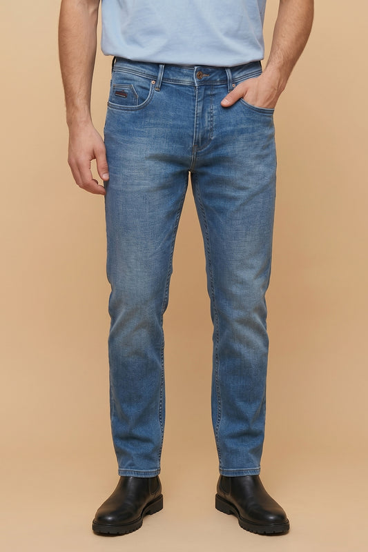Men's Classic Blue Straight Fit Jeans – product view 8