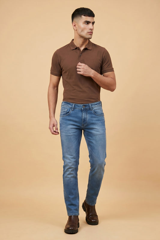 Mens Crystal Blue Slim  Fit Jeans