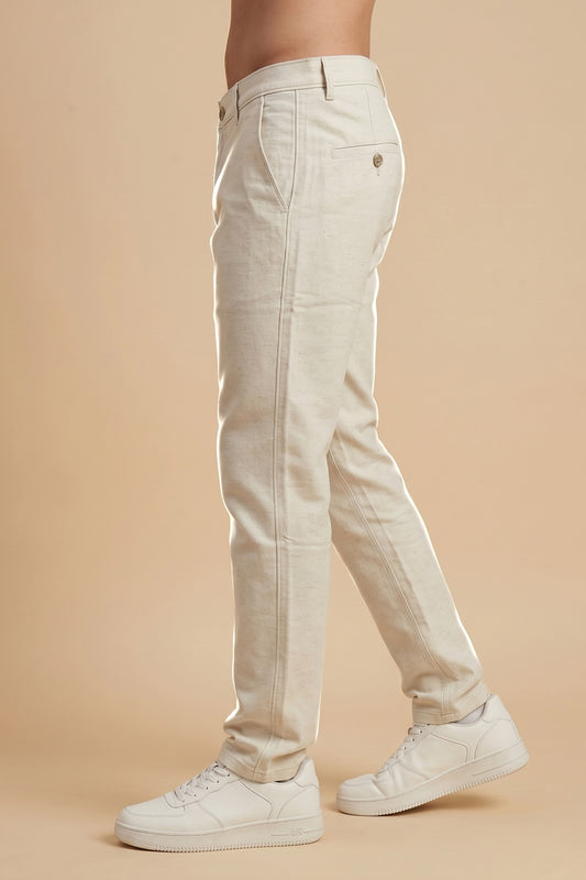 Men's Light Beige Cotton Pant