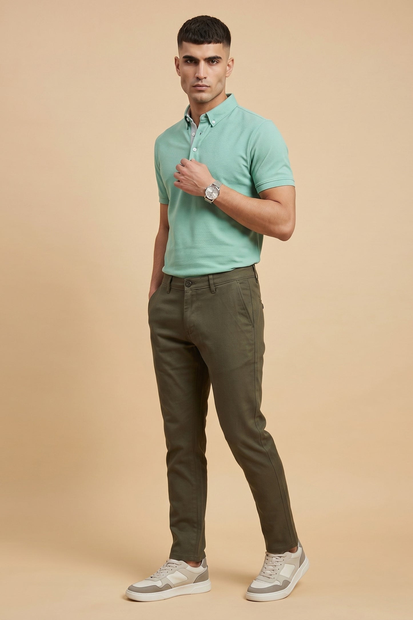 Men's Olive Green Cotton Pant