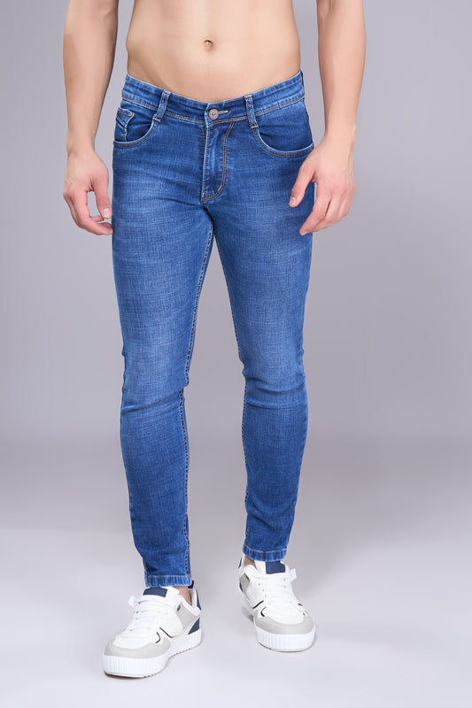 Men's Indigo Blue Slim Fit Ankle Jeans